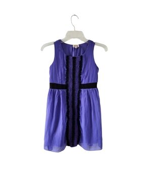 Girls Purple Ruffle-Front Girls Dress Sleeveless Size Medium Casual Dress